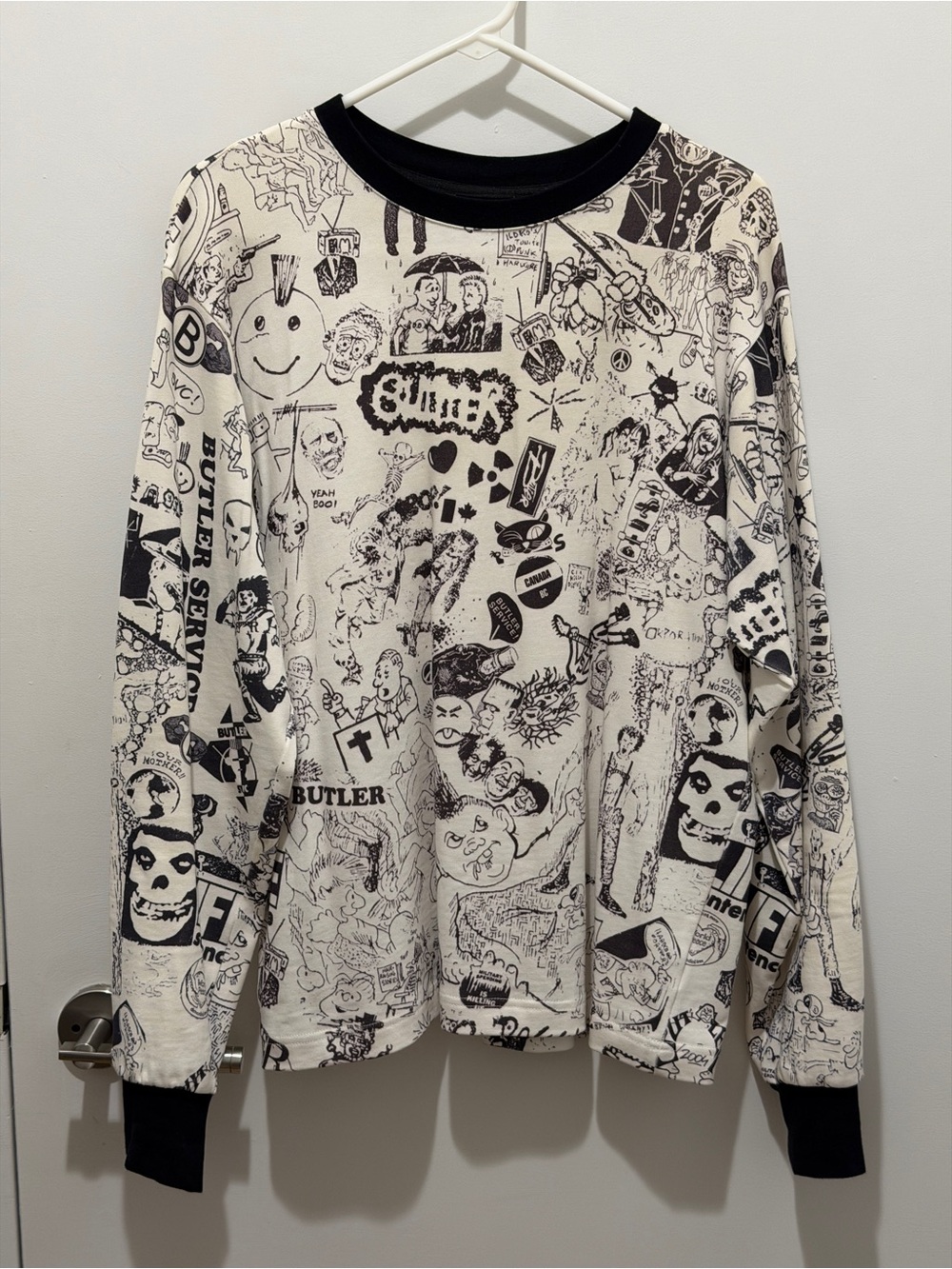 Butler SVC All Over Print (AOP) white cotton Punk long-sleeve T-shirt